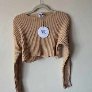 Princess Polly Camel Ribbed Crop Top